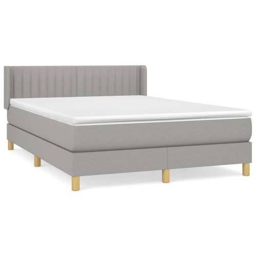 Krevet box spring s madracem svjetlosivi 140x200 cm od tkanine - Svjetlosiva 140 x 200 cm Okomite pruge Cijena