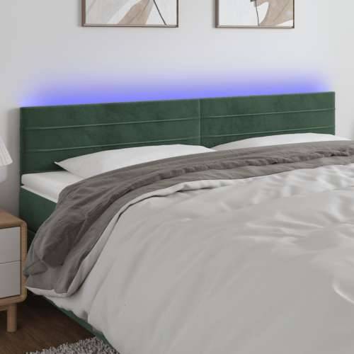 LED uzglavlje tamnozeleno 200x5x78/88 cm baršunasto - Tamnozelena 200 x 5 x 78/88 cm 1 Cijena