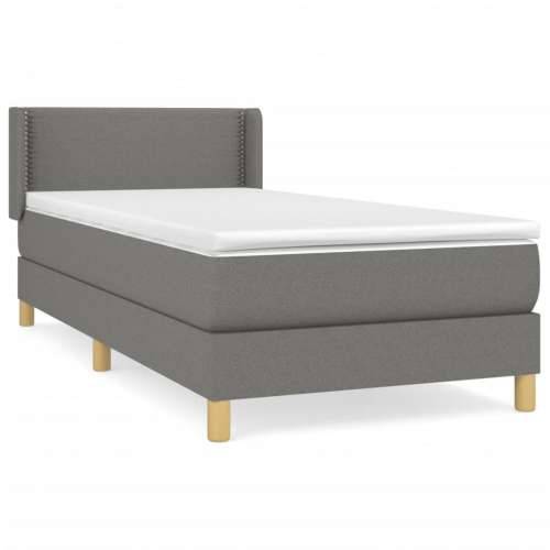 Krevet s oprugama i madracem tamnosivi 90 x 190 cm od tkanine - Tamno siva 90 x 190 cm Obično s čavlima Cijena