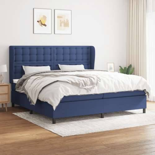 Krevet s oprugama i madracem plavi 200 x 200 cm od tkanine - Plava 200 x 200 cm gumbi Cijena