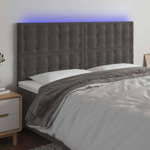 LED uzglavlje tamnosivo 200x5x118/128 cm baršunasto - Tamno siva 200 x 5 x 118/128 cm 1 Cijena