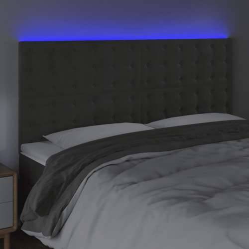 LED uzglavlje tamnosivo 200x5x118/128 cm baršunasto - Tamno siva 200 x 5 x 118/128 cm 1 Cijena