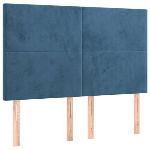 Krevet s oprugama i madracem tamnoplavi 140x190 cm baršunasti - Tamno plava 140 x 190 cm Gladak dizajn Cijena