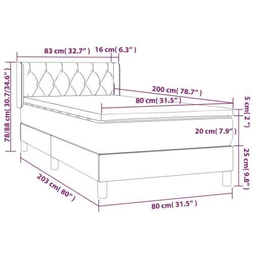 Krevet s oprugama i madracem plavi 80x200 cm od tkanine Plava 80 x 200 cm Dizajn s gumbima Cijena