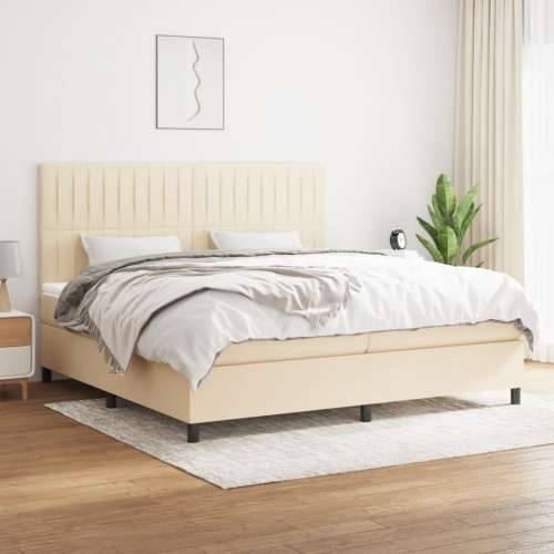 Krevet s oprugama i madracem krem 200 x 200 cm od tkanine - Krema 200 x 200 cm Okomite pruge Cijena