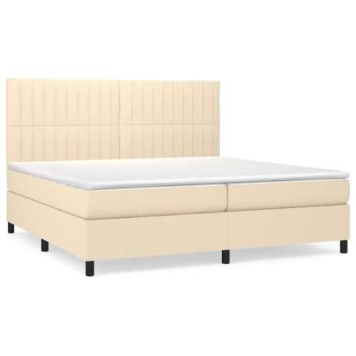 Krevet s oprugama i madracem krem 200 x 200 cm od tkanine - Krema 200 x 200 cm Okomite pruge Cijena