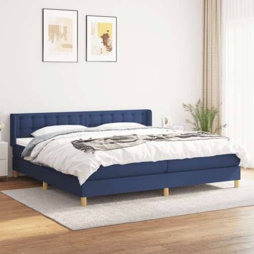 Krevet s oprugama i madracem plavi 200 x 200 cm od tkanine - Plava 200 x 200 cm gumbi Cijena