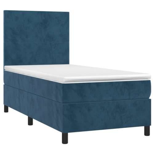 Box spring krevet s madracem tamnoplavi 90x190 cm baršunasti - Tamno plava 90 x 190 cm Gladak dizajn Cijena