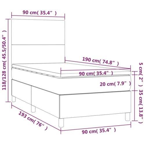 Box spring krevet s madracem tamnoplavi 90x190 cm baršunasti - Tamno plava 90 x 190 cm Gladak dizajn Cijena
