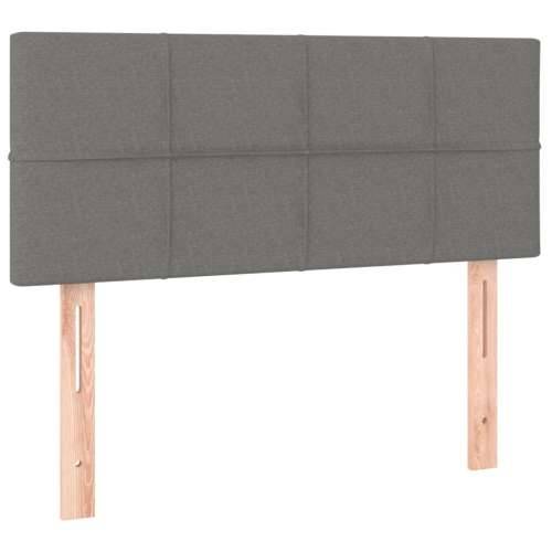 Krevet s oprugama i madracem tamnosivi 100 x 200 cm od tkanine - Tamno siva 100 x 200 cm Blok s kvadratima Cijena