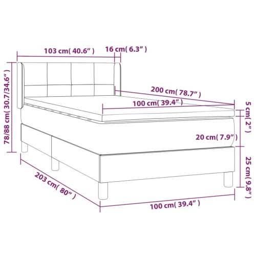 Krevet s oprugama i madracem tamnosivi 100 x 200 cm od tkanine - Tamno siva 100 x 200 cm Blok s kvadratima Cijena