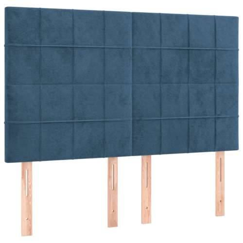 Krevet s oprugama i madracem tamnoplavi 140x200 cm baršunasti - Tamno plava 140 x 200 cm Blok s kvadratima Cijena
