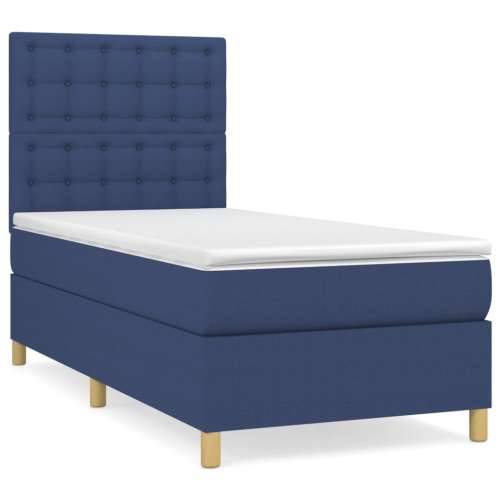 Krevet s oprugama i madracem plavi 90 x 200 cm od tkanine - Plava 90 x 200 cm gumbi Cijena