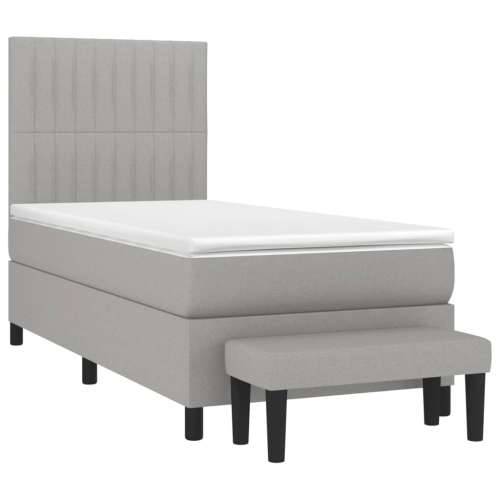 Box spring krevet s madracem svjetlosivi 90x190 cm od tkanine Svjetlosiva 90 x 190 cm Okomite pruge Cijena