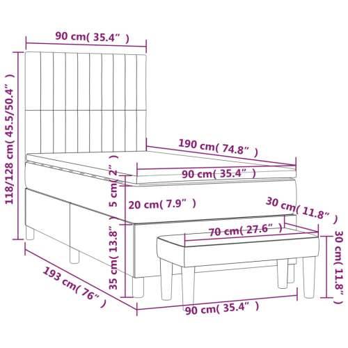 Box spring krevet s madracem svjetlosivi 90x190 cm od tkanine Svjetlosiva 90 x 190 cm Okomite pruge Cijena