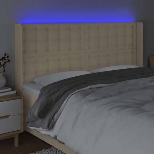 LED uzglavlje krem 203 x 16 x 118/128 cm od tkanine - Krema 203 x 16 x 118/128 cm 1 Cijena