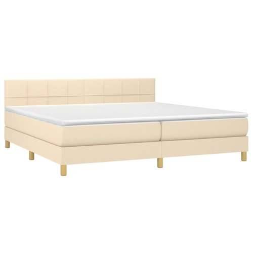 Krevet s oprugama i madracem krem 200 x 200 cm od tkanine - Krema 200 x 200 cm Blok s kvadratima Cijena