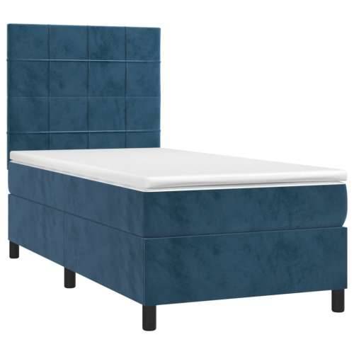 Box spring krevet s madracem tamnoplavi 90x190 cm baršunasti Tamno plava 90 x 190 cm Blok s kvadratima Cijena