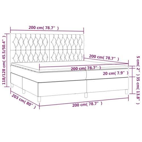 Krevet s oprugama i madracem tamnosivi 200 x 200 cm od tkanine - Tamno siva 200 x 200 cm Dizajn s gumbima Cijena