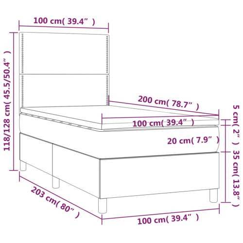 Krevet s oprugama i madracem tamnosivi 100 x 200 cm od tkanine - Tamno siva 100 x 200 cm Obično s čavlima Cijena
