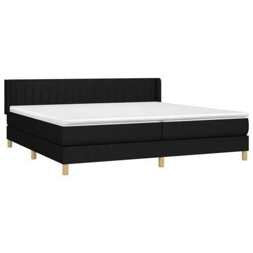 Krevet s oprugama i madracem crni 200x200 cm od tkanine - Crna 200 x 200 cm Okomite pruge Cijena
