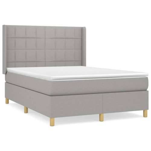Krevet box spring s madracem svjetlosivi 140x200 cm od tkanine - Svjetlosiva 140 x 200 cm Blok s kvadratima Cijena