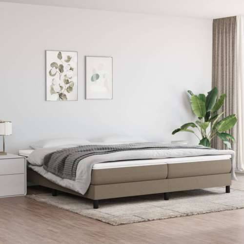 Krevet s oprugama i madracem smeđesivi 200x200 cm od tkanine