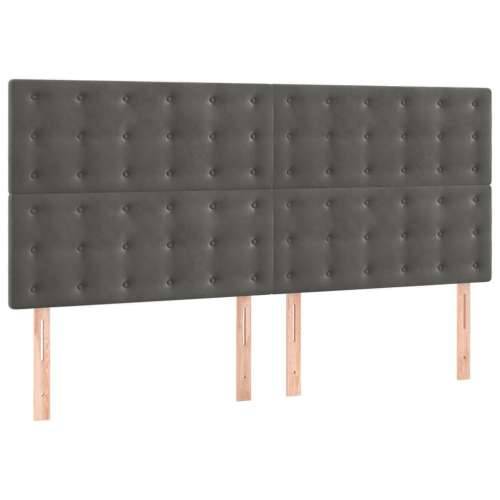 Krevet s oprugama i madracem tamnosivi 160x200 cm baršunasti - Tamno siva 160 x 200 cm gumbi Cijena