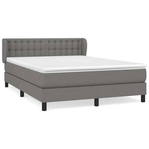 Krevet s oprugama i madracem tamnosivi 140x190 cm od tkanine - Tamno siva 140 x 190 cm gumbi Cijena