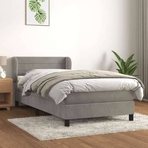 Box spring krevet s madracem tamnosivi 90x200 cm baršunasti - Tamno siva 90 x 200 cm vodoravne pruge Cijena