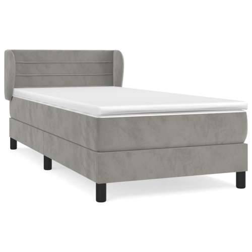 Box spring krevet s madracem tamnosivi 90x200 cm baršunasti - Tamno siva 90 x 200 cm vodoravne pruge Cijena
