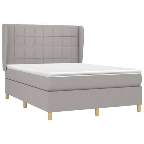 Krevet box spring s madracem svjetlosivi 140x200 cm od tkanine - Svjetlosiva 140 x 200 cm Blok s kvadratima Cijena