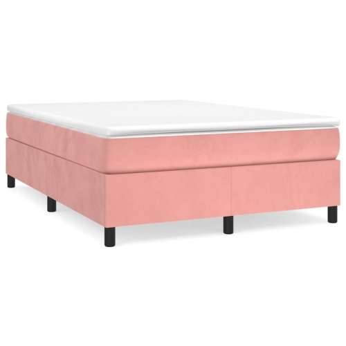 Krevet s oprugama i madracem ružičasti 140x190 cm baršunasti Cijena