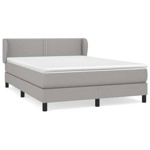 Krevet s oprugama i madracem svjetlosivi 140x190 cm od tkanine - Svjetlosiva 140 x 190 cm Obično s čavlima Cijena