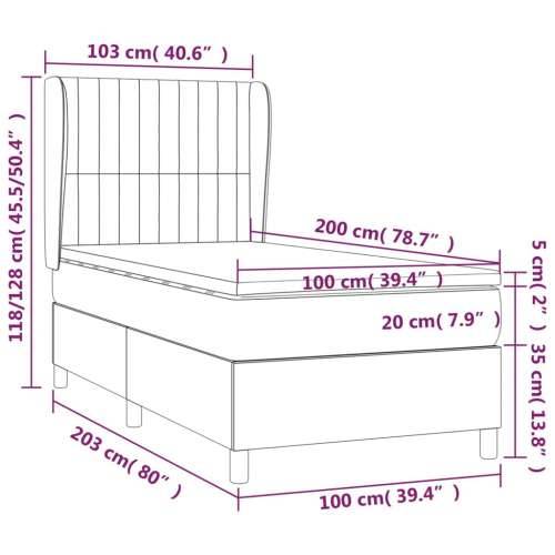 Krevet s oprugama i madracem krem 100 x 200 cm od tkanine - Krema 100 x 200 cm Okomite pruge Cijena