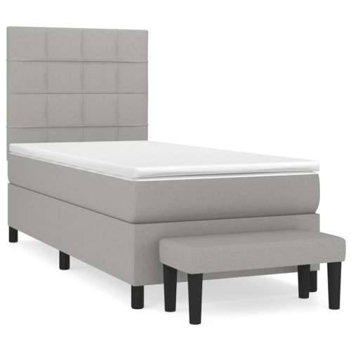 Okvir kreveta s oprugama i madrac svjetlosivi 80x200cm tkanina - Svjetlosiva 80 x 200 cm Blok s kvadratima Cijena