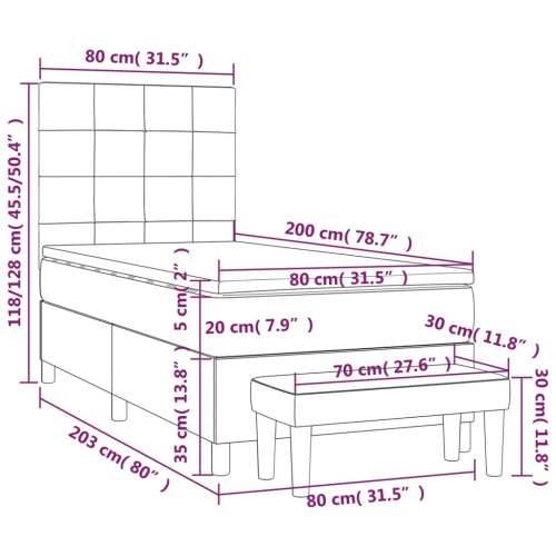 Okvir kreveta s oprugama i madrac svjetlosivi 80x200cm tkanina Cijena