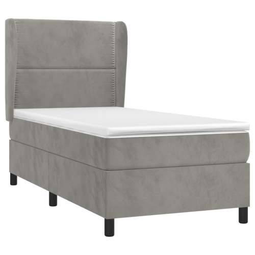 Box spring krevet s madracem svjetlosivi 100x200 cm baršunasti - Svjetlosiva 100 x 200 cm Obično s čavlima Cijena