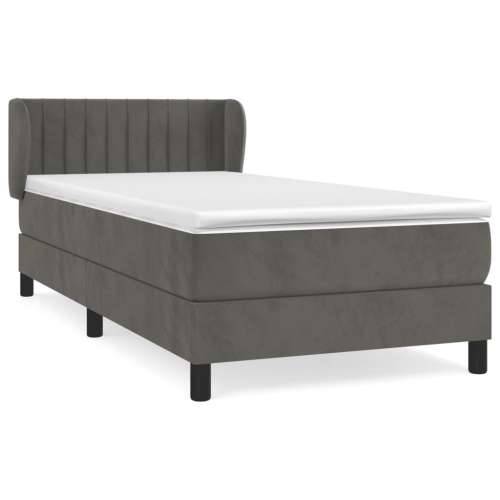 Box spring krevet s madracem tamnosivi 100x200 cm baršunasti - Tamno siva 100 x 200 cm Okomite pruge Cijena
