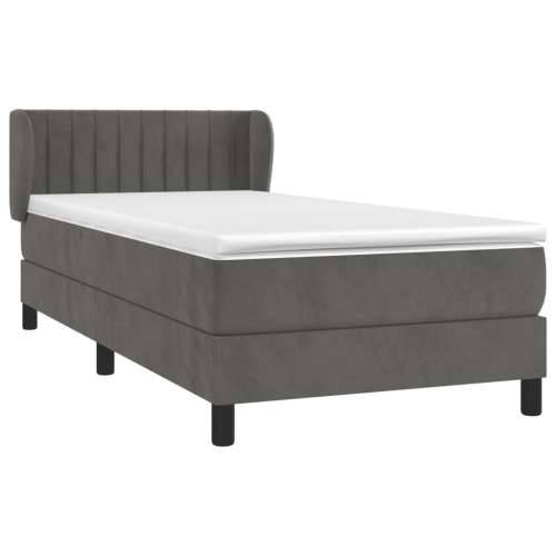 Box spring krevet s madracem tamnosivi 100x200 cm baršunasti - Tamno siva 100 x 200 cm Okomite pruge Cijena