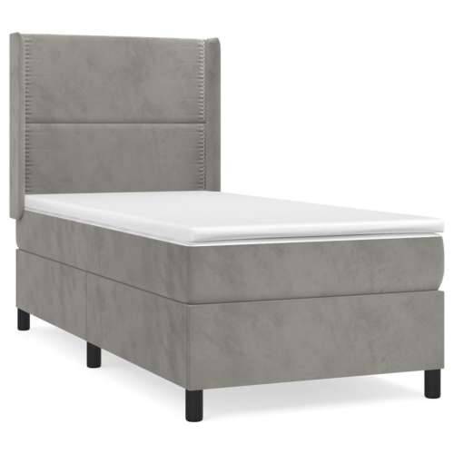 Box spring krevet s madracem svjetlosivi 100x200 cm baršunasti - Svjetlosiva 100 x 200 cm Obično s čavlima Cijena