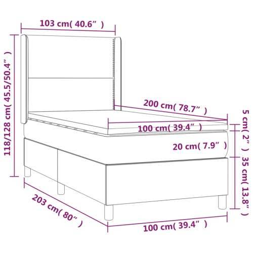 Box spring krevet s madracem svjetlosivi 100x200 cm baršunasti - Svjetlosiva 100 x 200 cm Obično s čavlima Cijena