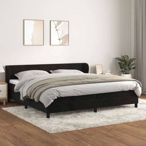Krevet s oprugama i madracem crni 200x200 cm baršunasti - Crna 200 x 200 cm vodoravne pruge Cijena