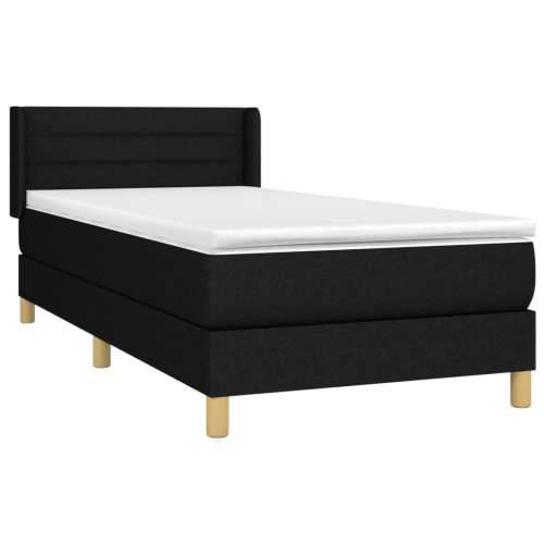 Krevet s oprugama i madracem crni 90x200 cm od tkanine - Crna 90 x 200 cm vodoravne pruge Cijena