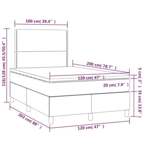 Krevet s oprugama i madracem tamnosivi 120 x 200 cm od tkanine - Tamno siva 120 x 200 cm Obično s čavlima Cijena