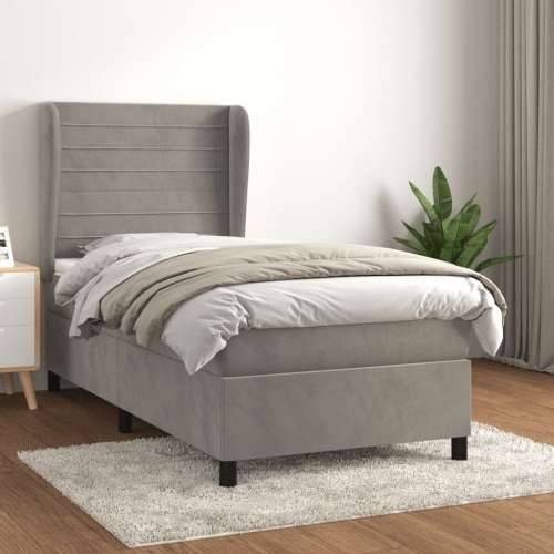 Box spring krevet s madracem svjetlosivi 100x200 cm baršunasti - Svjetlosiva 100 x 200 cm vodoravne pruge Cijena