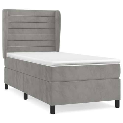 Box spring krevet s madracem svjetlosivi 100x200 cm baršunasti - Svjetlosiva 100 x 200 cm vodoravne pruge Cijena