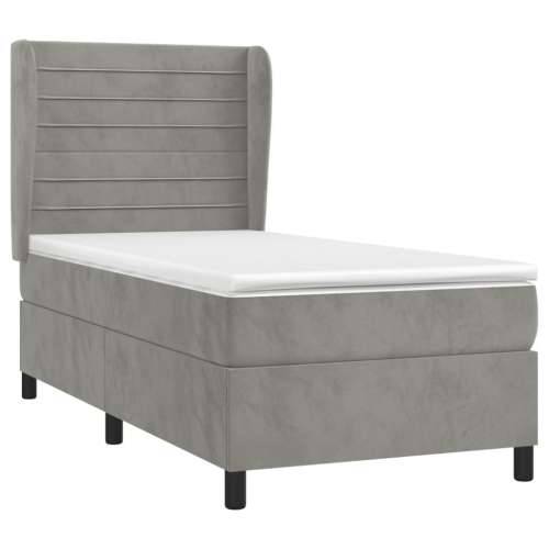 Box spring krevet s madracem svjetlosivi 100x200 cm baršunasti - Svjetlosiva 100 x 200 cm vodoravne pruge Cijena
