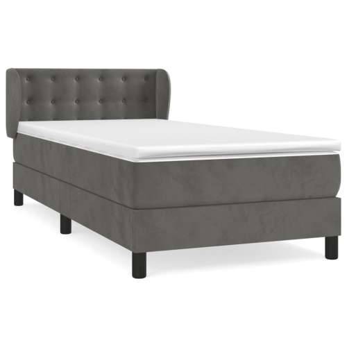 Box spring krevet s madracem tamnosivi 90x200 cm baršunasti - Tamno siva 90 x 200 cm gumbi Cijena