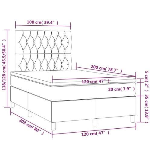 Krevet s oprugama i madracem tamnosivi 120 x 200 cm od tkanine - Tamno siva 120 x 200 cm Dizajn s gumbima Cijena